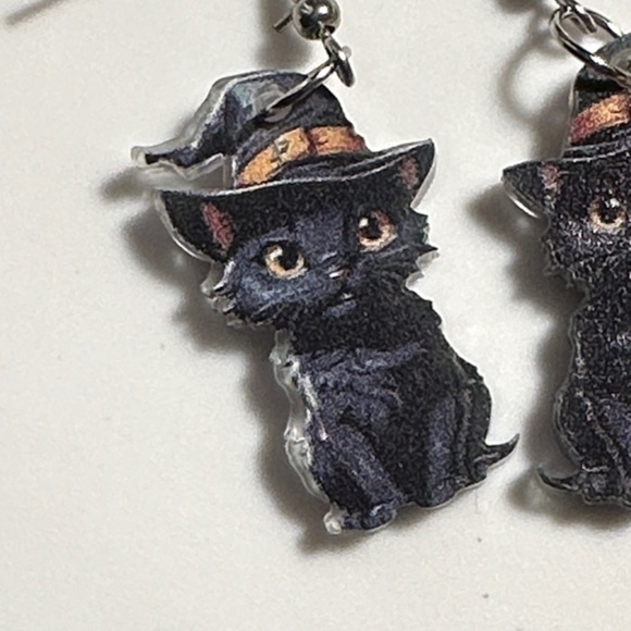 Black Cat Earrings - Picture 2 of 4